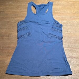 Lorna Jane Deep Blue Racerback Workout Tank S – Side Mesh Stripes